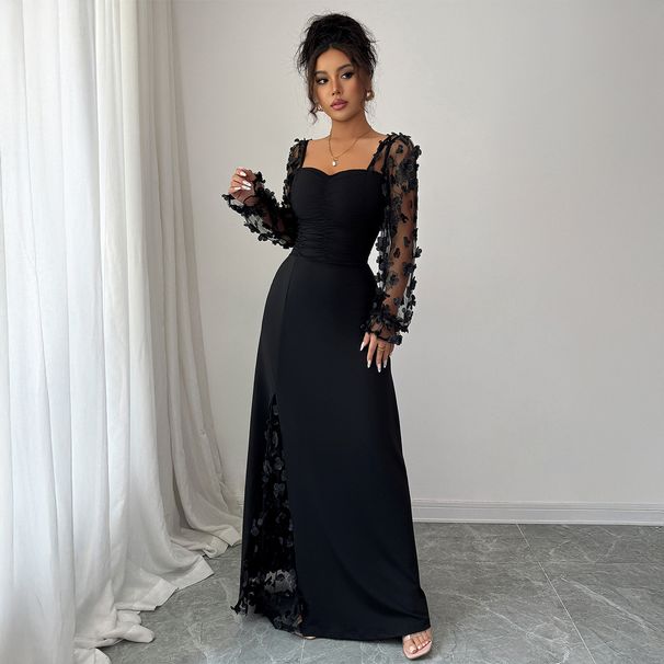 Voya Recommend! Women's Elegant Temperament, High-end Sense, Long Sleeved Long Skirt Dress, Autumn And Winter Multi Color Options_ecoleips.com