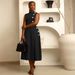 Elegant Temperament European American Waist Stand Collar Sleeveless Button Decoration Dress S10993_ecoleips.com
