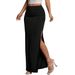 Women's Clothing Slimming Midi Skirt For Women Style Commuter Elegant Versatile Long Skirt With Slit For Summer_ecoleips.com