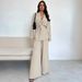 2025 European American Cross-border Women's Fashion Elegant Wide-leg Pants And Blazer Top Two-piece Set For Women_ecoleips.com