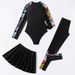 Women's Clothing Bikini Three-Piece Printed Long Sleeve Front Zipper Muslim Swimsuit_ecoleips.com