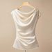 Women's Clothing Temperament Light Mature Style Satin Shirt Slim Shirt_ecoleips.com