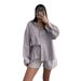 Women's Clothing Striped Cardigan Long Sleeved Ladies Shirt Suit Fashion Shorts Two Piece Suit_ecoleips.com
