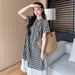 Summer New Korean Fashion Plaid Patchwork Maternity Dress_ecoleips.com