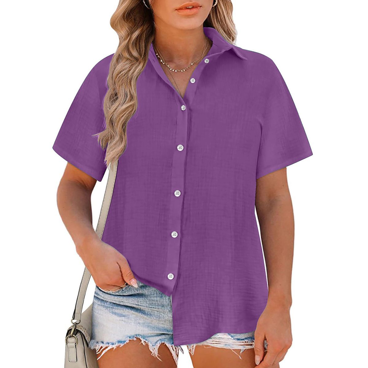 2025 Spring Summer Loose Plus Size Women's Short Sleeve Shirt_ecoleips.com