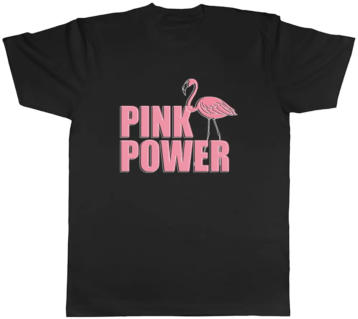 Women's T-Shirts Pink Flamingo Bird Girl Power Mens T-Shirt Tee Gift Top_ecoleips.com