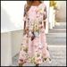 Women's Mid-Waist Summer Casual Round Neck Printed Flared Dress_ecoleips.com