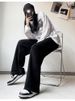 K Sports Pants With High Waist And Hanging Sensation, Floor Length Straight Leg Pants, Women's Casual Narrow Version Wide Leg Pants_ecoleips.com