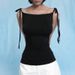 Women's Slim Sexy Off-Shoulder Camisole Summer New Style Solid Color Tie Knot Figure Flattering Vest for Cross-Border Trade_ecoleips.com