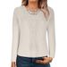 Autumn Wholesale Women's Long-Sleeved T-Shirts With Pure-Color Lace Trim And Round Neck_ecoleips.com