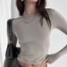 2026 Spring/Autumn Women's Plain-Color Round-Collared Long-Sleeved Basic T-Shirt_ecoleips.com