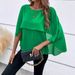 Women's Clothing Elegant Solid Color Chiffon Blouse For Women, Flowy Bell Sleeve & Layered Cape Design_ecoleips.com