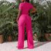 Women's Fashion Two Piece Set Style Short Fit Top With Wide Leg Casual Pants_ecoleips.com