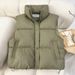 Women's Quilted Puffer Vest With Stand Collar, Loose Fit, Solid Color, Casual Winter Vest For Women (Beige, Black, Green, Coffee)_ecoleips.com