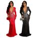 new product fashion fashion sexy deep V-neck host hot diamond long dress long group women_ecoleips.com