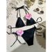 2025 New European And American Bikini Ladies Sexy Lace-up Three-point Flower Split Swimsuit_ecoleips.com