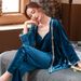 2026 New Golden Velvet Three-piece Pajamas Women's Sexy Lace Large-size Loungewear_ecoleips.com