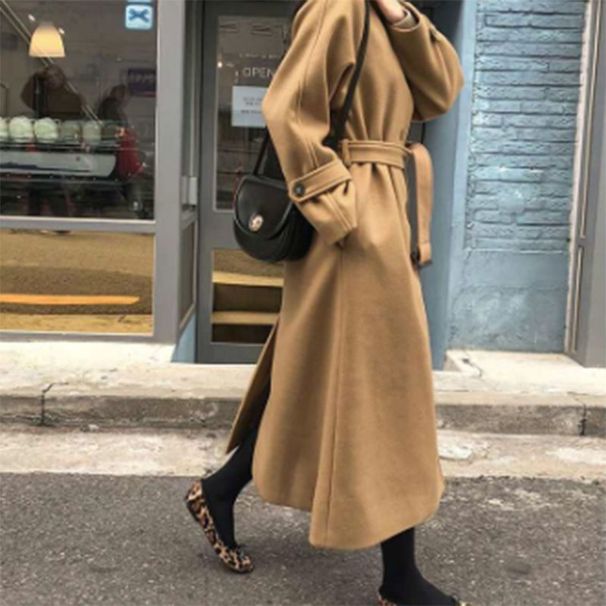 Korean-Style Quilted Wool Coat – Mid-Length Winter Coat For Women, Thickened & Warm (S-2XL, White/Golden Camel/Black)_ecoleips.com