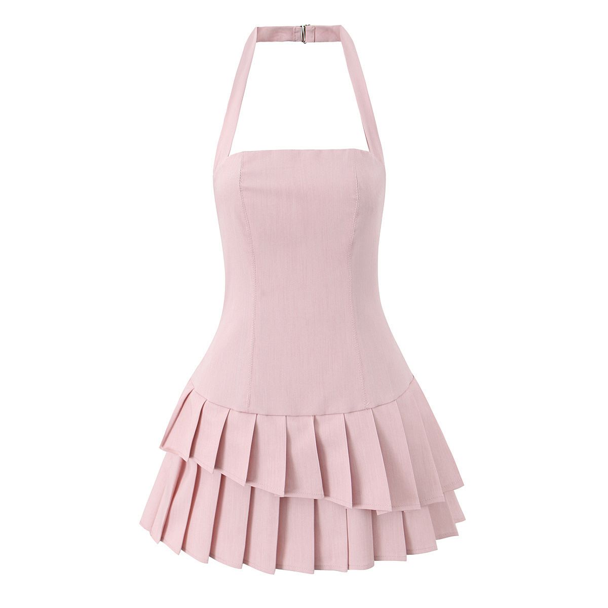 Women's Clothing Halter Neck Pleated Mini Skirt For Women Classic Fashionable Versatile Style Clothing For Formal & Casual For Women_ecoleips.com
