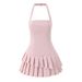 Women's Clothing Halter Neck Pleated Mini Skirt For Women Classic Fashionable Versatile Style Clothing For Formal & Casual For Women_ecoleips.com