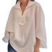 Women's Urban Casual Loose Button Down Shirt Simple Solid Color Cotton Linen Blend Spring/Summer Top_ecoleips.com