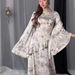 Spring Floral Print Dress - Round Neck Waist-Tie Maxi Dress (Breathable & Lightweight Perfect For Work & Weekend)_ecoleips.com