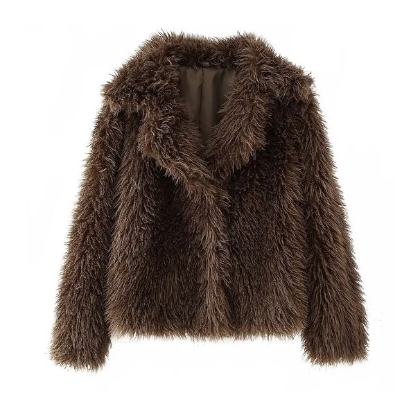 Women’s Short Faux Shearling Coat – Trendy Fall Outerwear | Cozy & Stylish Cropped Faux Fur Jacket_ecoleips.com