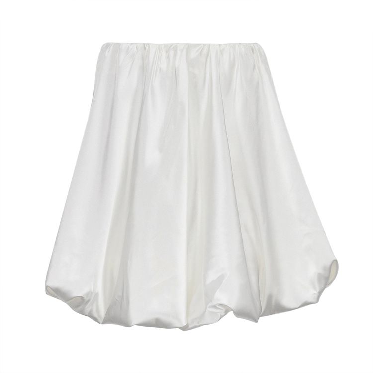 Women's High-Waisted Pleated Skirt European American Style White Slimming Satin Short Elegant Fashion Summer New_ecoleips.com