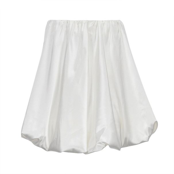 Women's High-Waisted Pleated Skirt European American Style White Slimming Satin Short Elegant Fashion Summer New_ecoleips.com