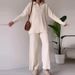 Women's Clothing autumn new solid color polo collar line pattern slim lazy style suit for women_ecoleips.com
