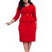 Women's Clothing V Neck Ruffled High Waist Slim OL Commuter Pencil Skirt_ecoleips.com