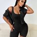 Women's Vintage Washed Denim 2-Piece Set Summer Sleeveless Jumpsuit And Short Sleeve Top Oversized Fit Streetwear Style Black Pink Khaki_ecoleips.com