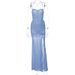Hugcitar 2021 Sleeveless Halter Strap See-Through Pleat Slit Backless Sexy Dress Summer Women Streetwear Club Party Y2K_ecoleips.com