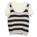 Women’s Clothing Two Piece Suits Layered With Striped U Neck Knitted Camisole Sweater Vest + Short Sleeved T Shirt Top_ecoleips.com