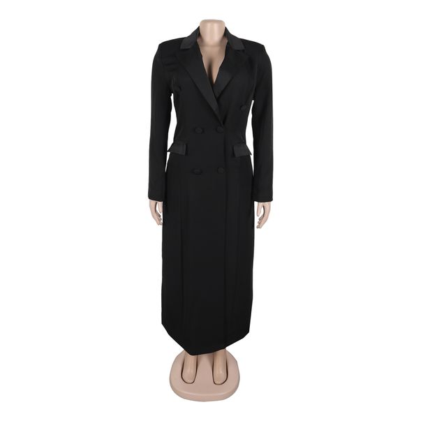 K European And American Sexy And Elegant Lapel And Waist Cinched Long Suit Jacket_ecoleips.com