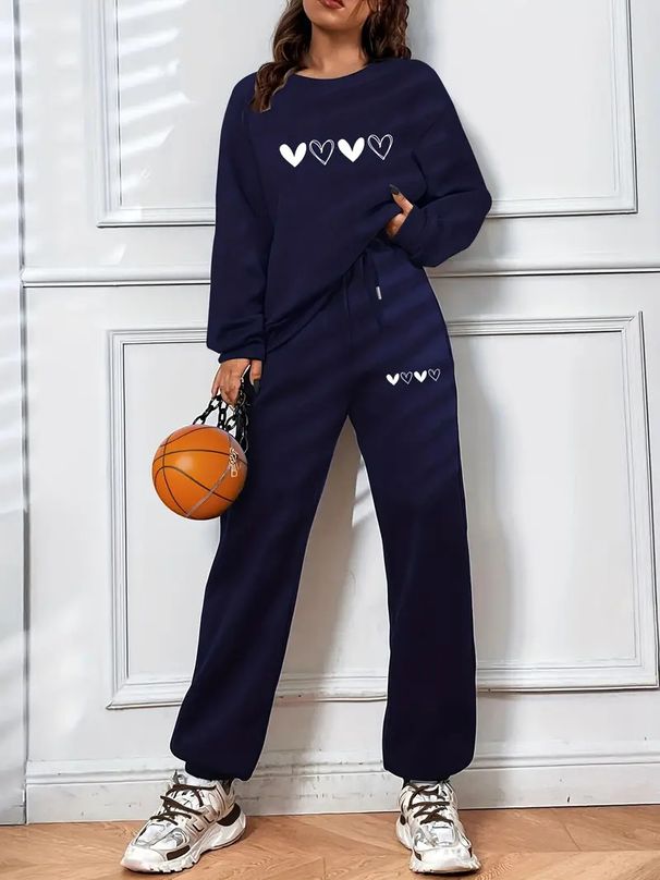 Women's Casual Versatile Thickened Jogger Set Letter Print Two Piece Fashion_ecoleips.com