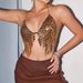 Women's Clothing New Sexy Backless Metal Chain Leopard Sequin Sling_ecoleips.com