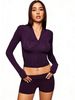 Women's Clothing Two Piece Set Printed Hooded Long Sleeve Top With Thumb Hole Buckle Slightly Flared Shorts_ecoleips.com