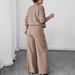 Plus Size Leopard Print Two Piece Set Round Neck Long Sleeve Top With Elastic Waist Loose Fitting Trousers Women's Trendy Outfit_ecoleips.com
