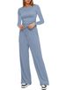 Kardashian-Inspired Solid Color Lounge Set – Long Sleeve Top & Wide-Leg Tie-Waist Pants (10 Colors, XS-XXL)_ecoleips.com