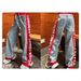 Women's Clothing Spring New Style Red Stitching Letter Print Elastic Drawstring Trousers Trousers Trendy_ecoleips.com