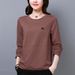 Middle-Aged Mom's Autumn Fashion Base Shirt, Plus-Size Women's Korean Style Slimming Youthful Long-Sleeve T-Shirt_ecoleips.com