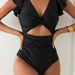 Women's Clothing Swimsuit Ruffled Conservative One Piece Swimsuit Chest Cross Hollow Swimsuit Solid Color Backless Swimsuit Female_ecoleips.com