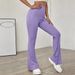 Voya 2026 Spring/Summer New Women's European And American Style High-Waisted Slimming No-Belt Slightly Flared Knit Casual Pants_ecoleips.com