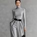 Women's Autumn Winter Casual High Waist Striped Two-Piece Set With Turtleneck Top And Pants_ecoleips.com