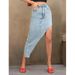 Women's Clothing INS High Waist Hip Wrapped Split Denim Skirt_ecoleips.com