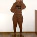 Women's Solid Color Fleece Lined Hoodie And Pants Set Warm And Cozy Two-Piece Outfit For Casual Wear_ecoleips.com