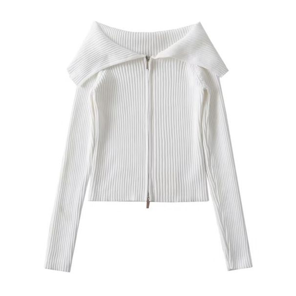 Women's Clothing Short Large Lapel Jacket Long Sleeve Design Knitted Sweater_ecoleips.com