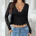 Women's Clothing Sexy Deep V Lace Hollow-Out Crop Top Floral Lace Stretchy & Breathable, Clubwear, Party Outfit (Black/White/Red/Light Pink/Navy Blue)_ecoleips.com