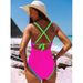 women's lace up bikini one piece backl swimsuit sisters swimwear_ecoleips.com